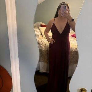 Windsor Spaghetti-Strap Deep Wine Maxi Dress